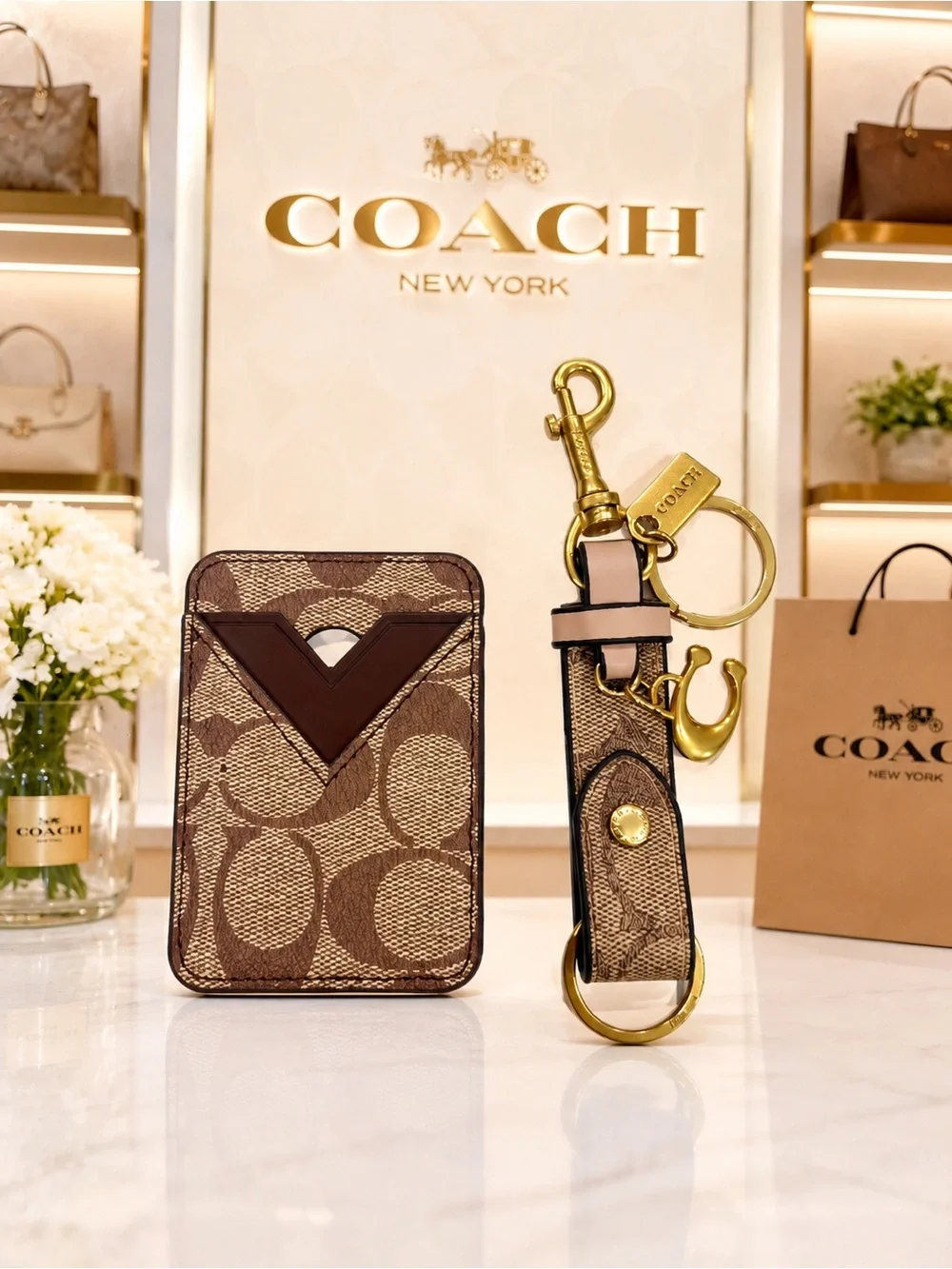 Magnetic card holder key ring